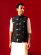 Men's Black Leaf Motif Embellished Jacket